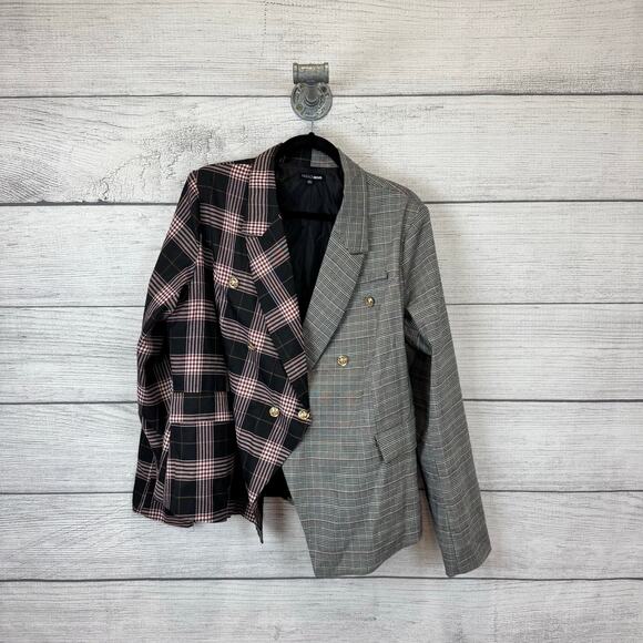 Women's Plaid and Gray Blazer - Picture 1 of 8